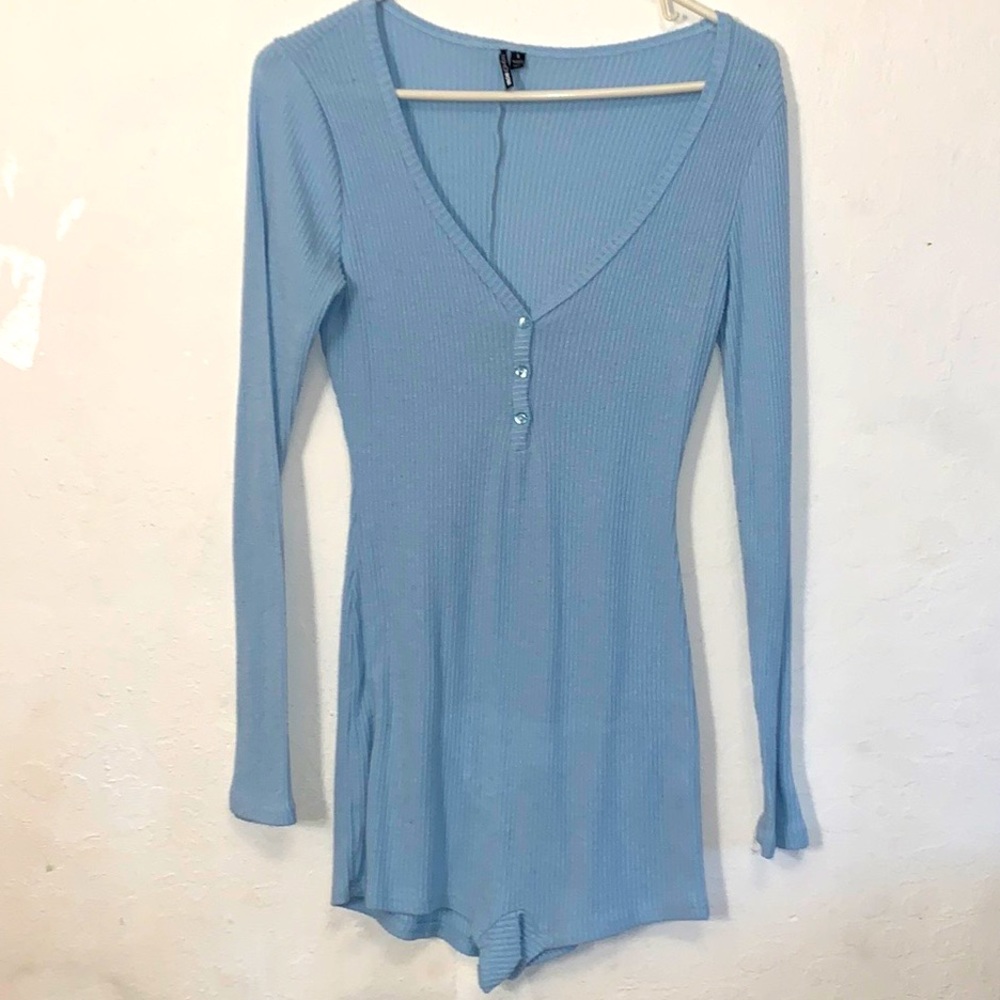 Baby blue romper from Fashion Nova